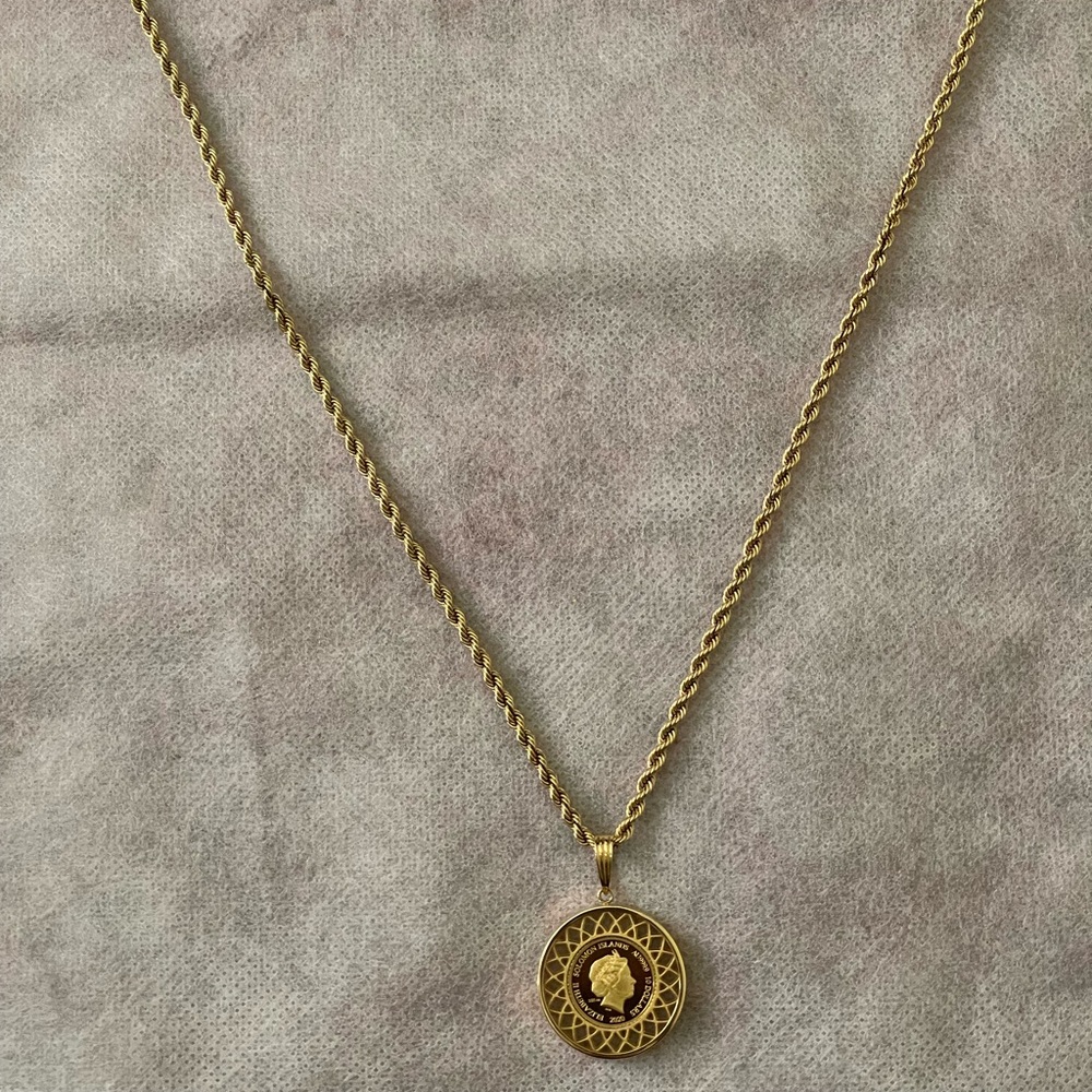 Real 18K solid gold necklace and Combi back to back pendant